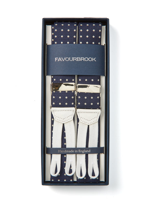 favourbrook Navy Pickwick Silk Braces