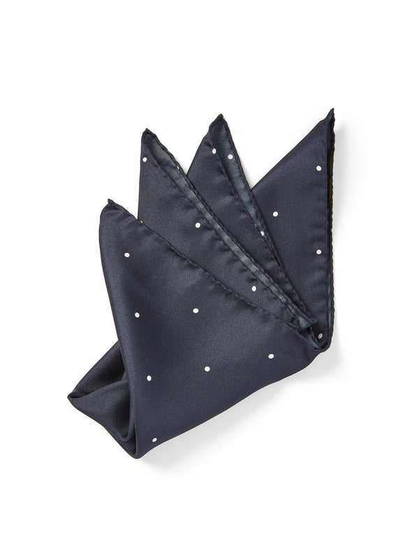 favourbrook Navy Spot Silk Pocket Square