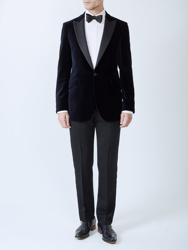 favourbrook Navy Velvet Cotton Dinner Jacket