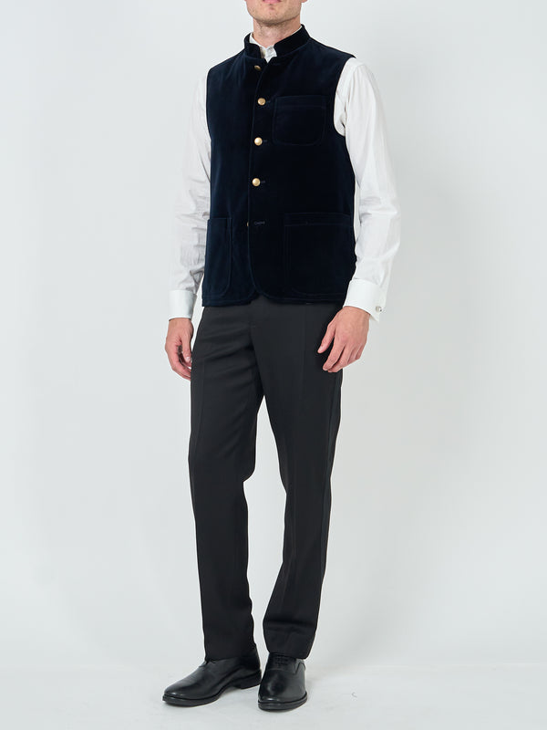 Favourbrook Navy Velvet Cotton Wiltshire Gilet