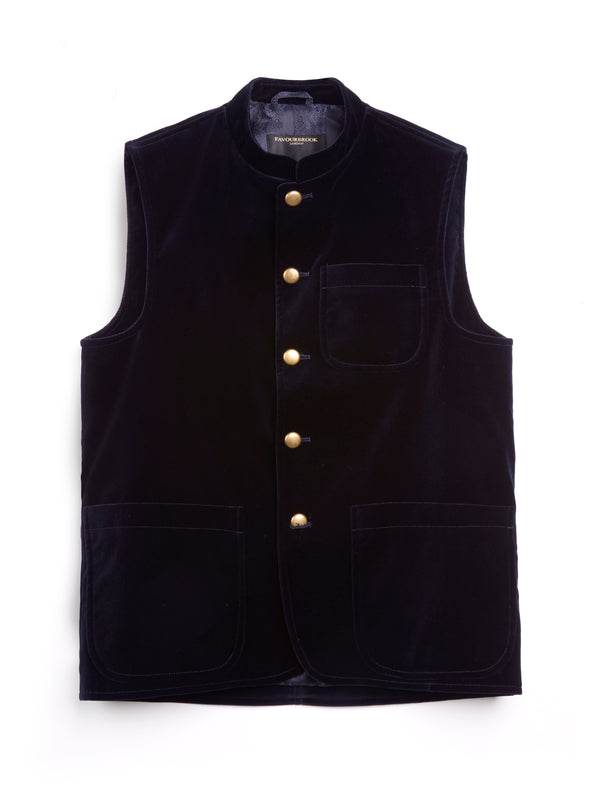 Favourbrook Navy Velvet Cotton Wiltshire Gilet