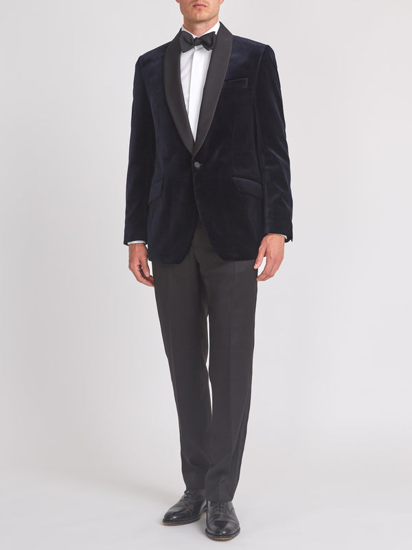 favourbrook Navy Velvet Shawl Lapel Dinner Jacket