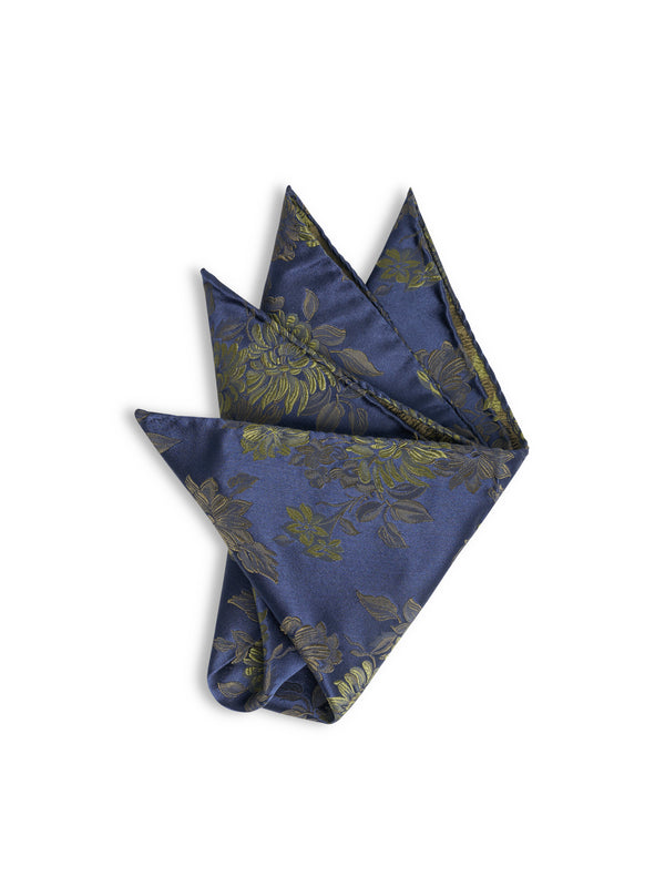 favourbrook Olive Bourgainville Silk Pocket Square