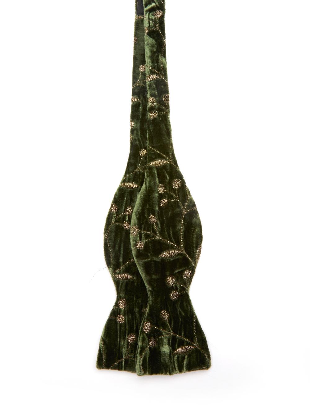 Favourbrook Olive Lurex Berries Silk/Rayon Bow Tie