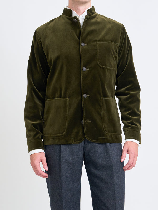 favourbrook Olive Velvet Cotton Artist Jacket