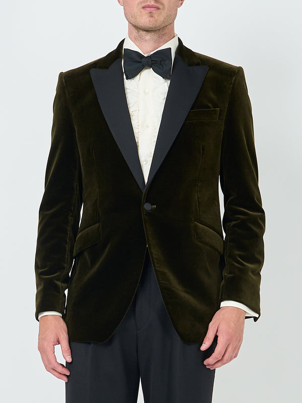 Favourbrook Olive Velvet Cotton Dinner Jacket
