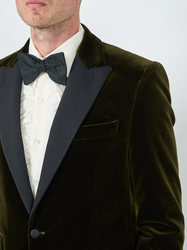 Favourbrook Olive Velvet Cotton Dinner Jacket