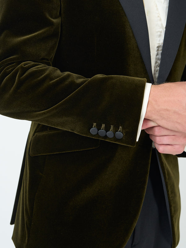 Favourbrook Olive Velvet Cotton Dinner Jacket