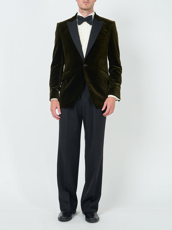 favourbrook Olive Velvet Cotton Dinner Jacket