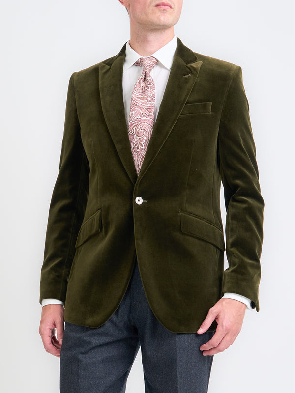 favourbrook Olive Velvet Cotton Newport Jacket