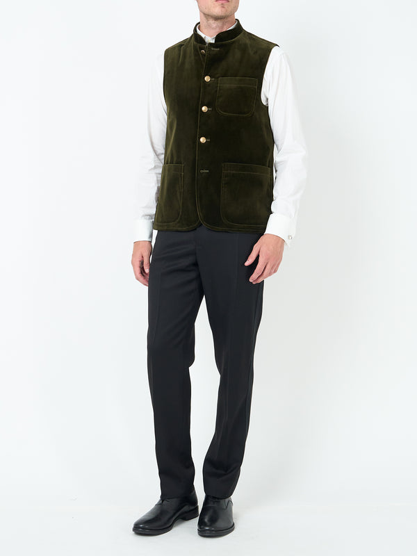 Favourbrook Olive Velvet Cotton Wiltshire Gilet