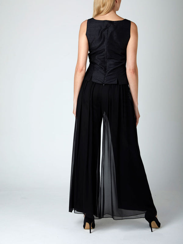 Favourbrook Palazzo Pants Black Plain Georgette