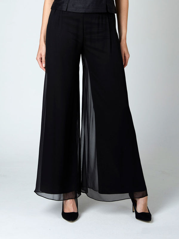Favourbrook Palazzo Pants Black Plain Georgette