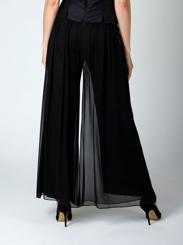 Favourbrook Palazzo Pants Black Plain Georgette