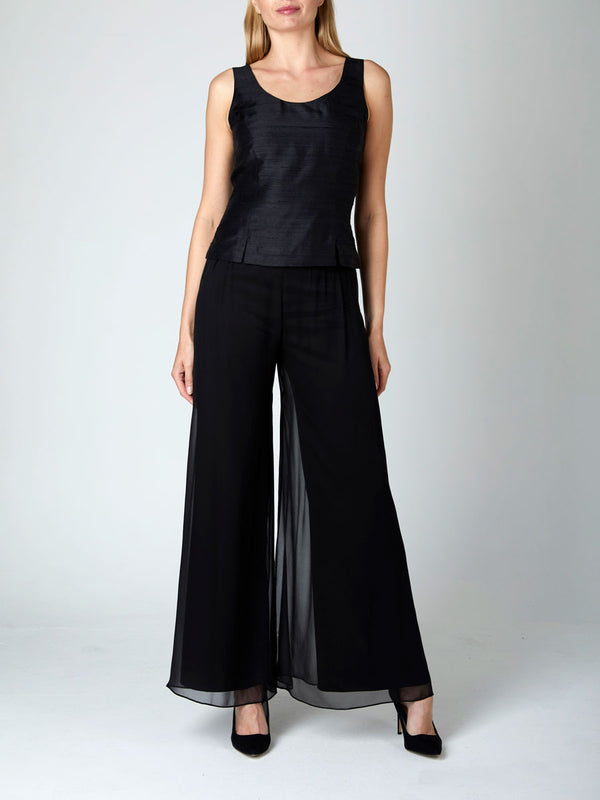 favourbrook Palazzo Pants Black Plain Georgette
