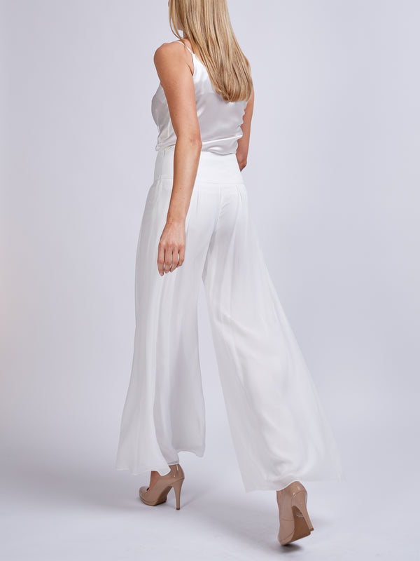 Favourbrook Palazzo Pants Ivory Plain Georgette