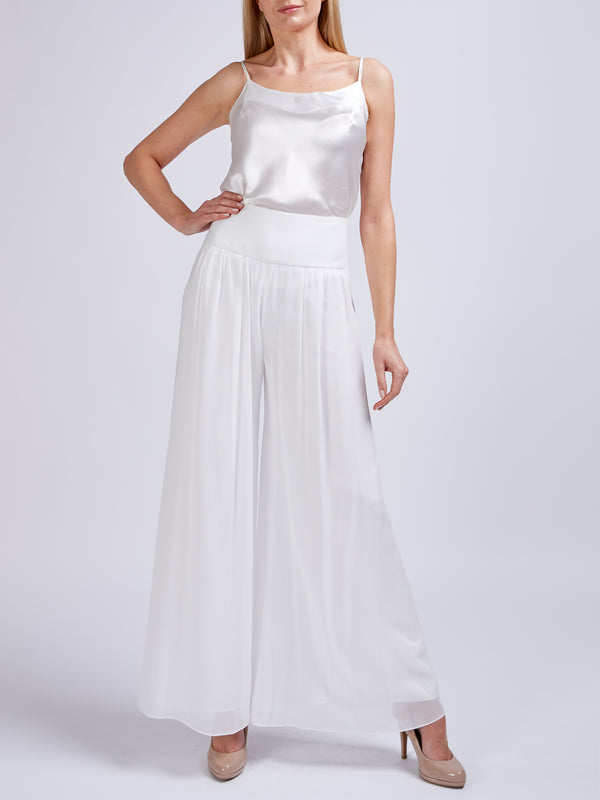 favourbrook Palazzo Pants Ivory Plain Georgette