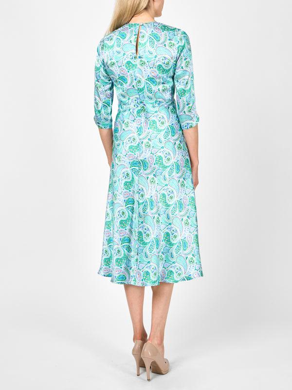 Favourbrook Poppy Dress Green Clarence Silk Satin