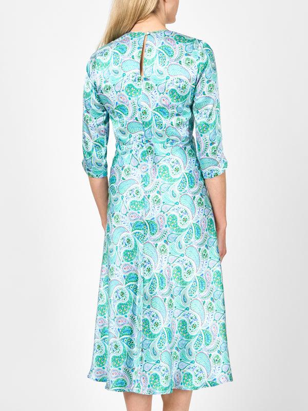 Favourbrook Poppy Dress Green Clarence Silk Satin