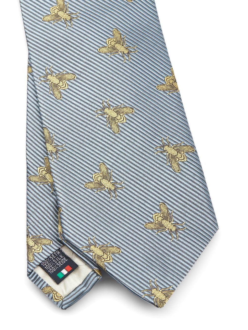 Favourbrook Powder Blue Gold Bees Silk Tie