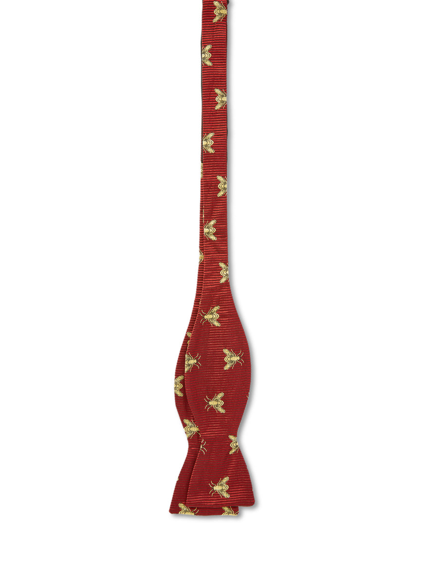 Favourbrook Red Gold Bees Silk Bow Tie