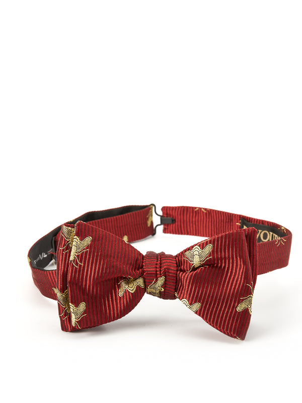favourbrook Red Gold Bees Silk Bow Tie