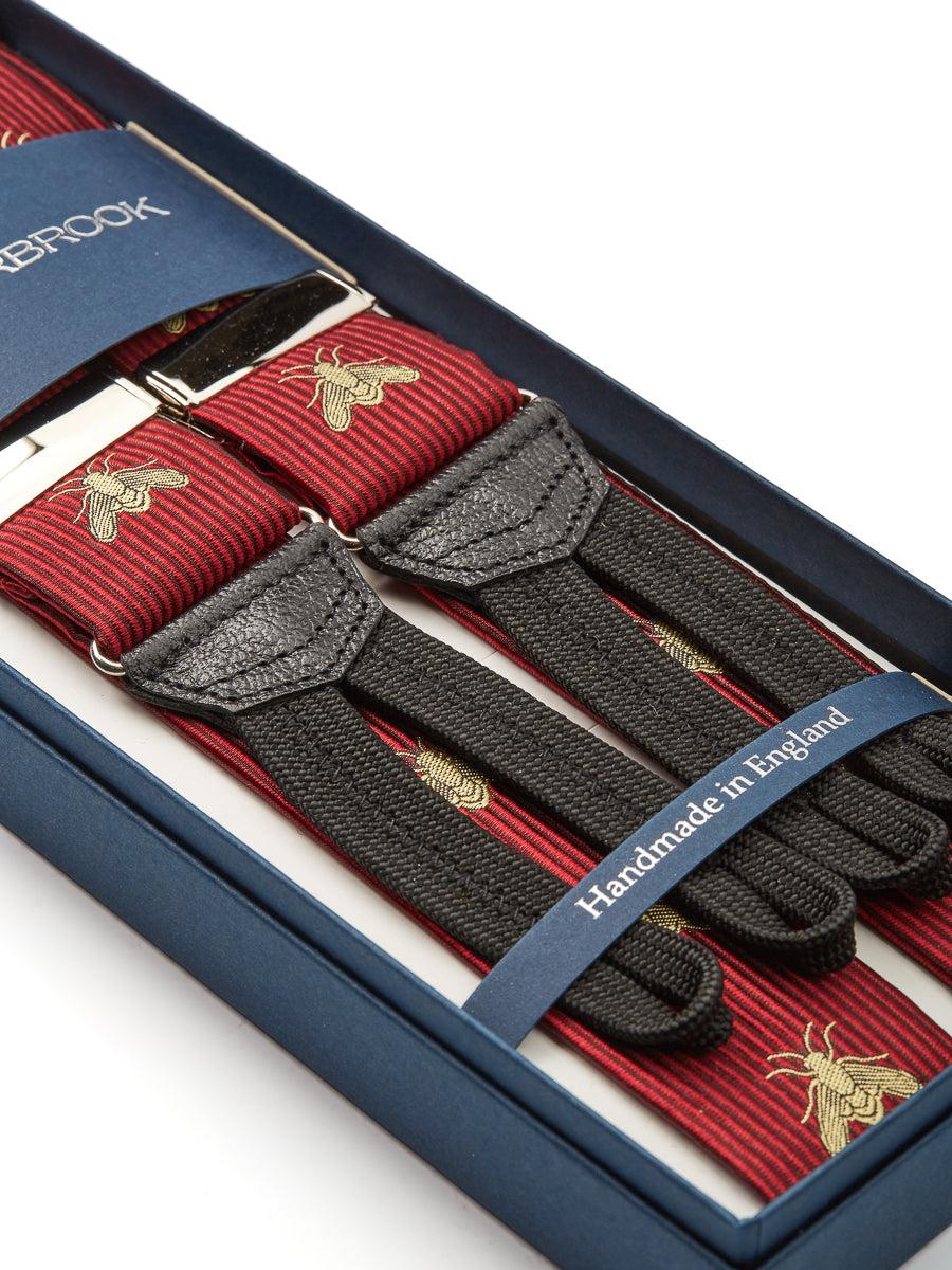Favourbrook Red Gold Bees Silk Braces