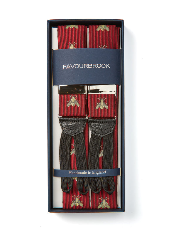 favourbrook Red Gold Bees Silk Braces