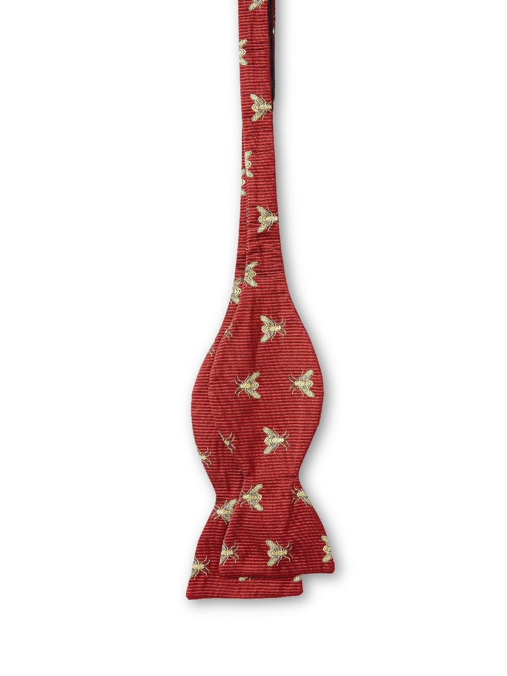 Favourbrook Red Gold Bees Silk Large Party Bow Tie