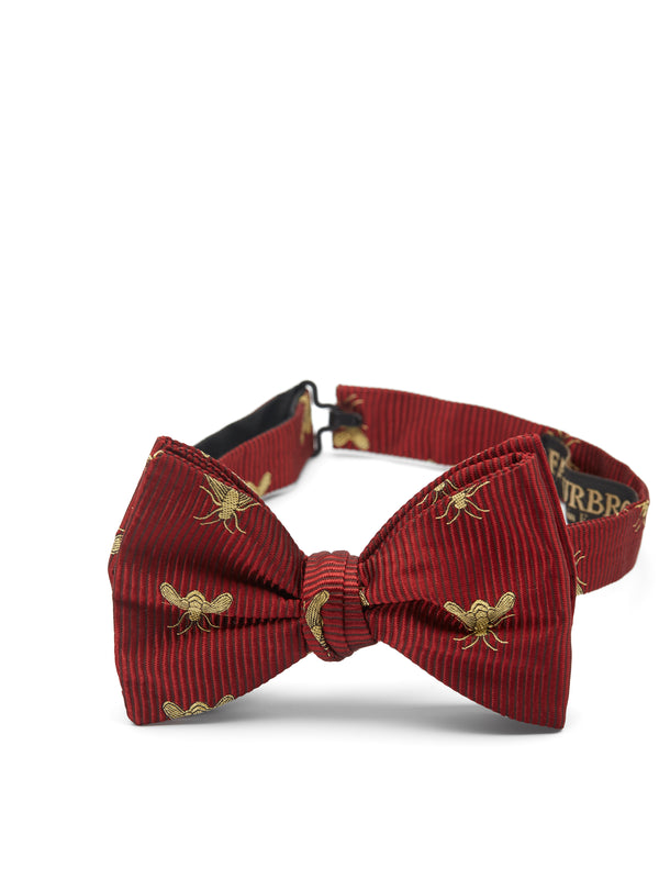 favourbrook Red Gold Bees Silk Large Party Bow Tie