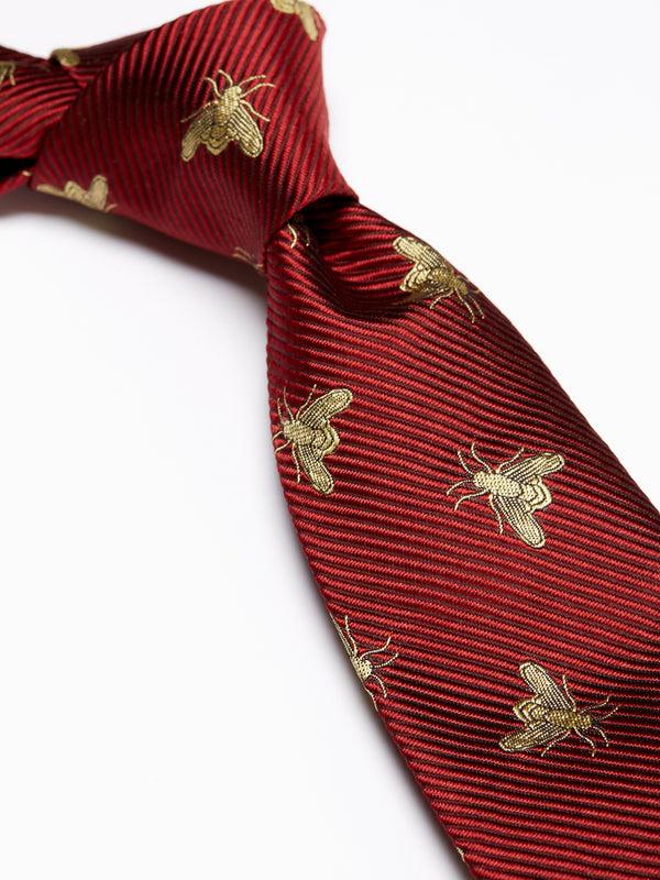 Favourbrook Red Gold Bees Silk Tie