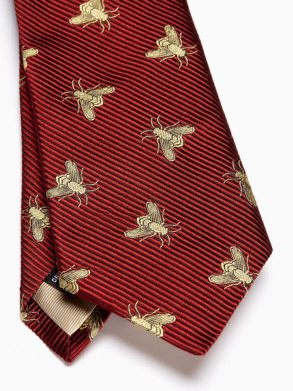 Favourbrook Red Gold Bees Silk Tie