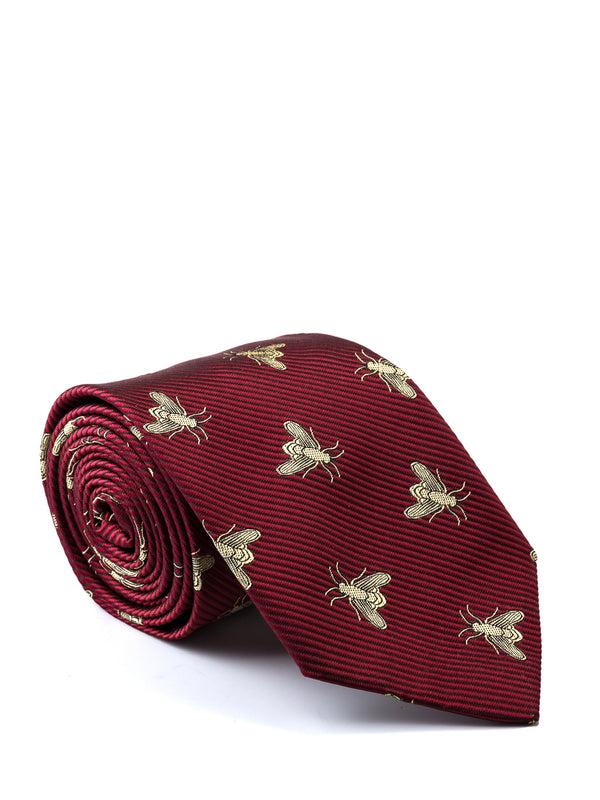 Favourbrook Red Gold Bees Silk Tie