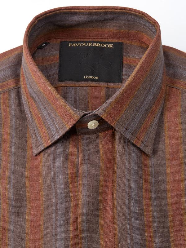 Favourbrook Rust Multi Perran Linen Ivy Shirt