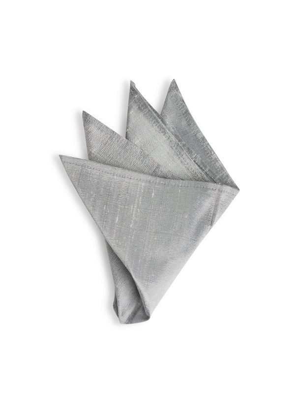 favourbrook Silver Douppion Silk Pocket Square