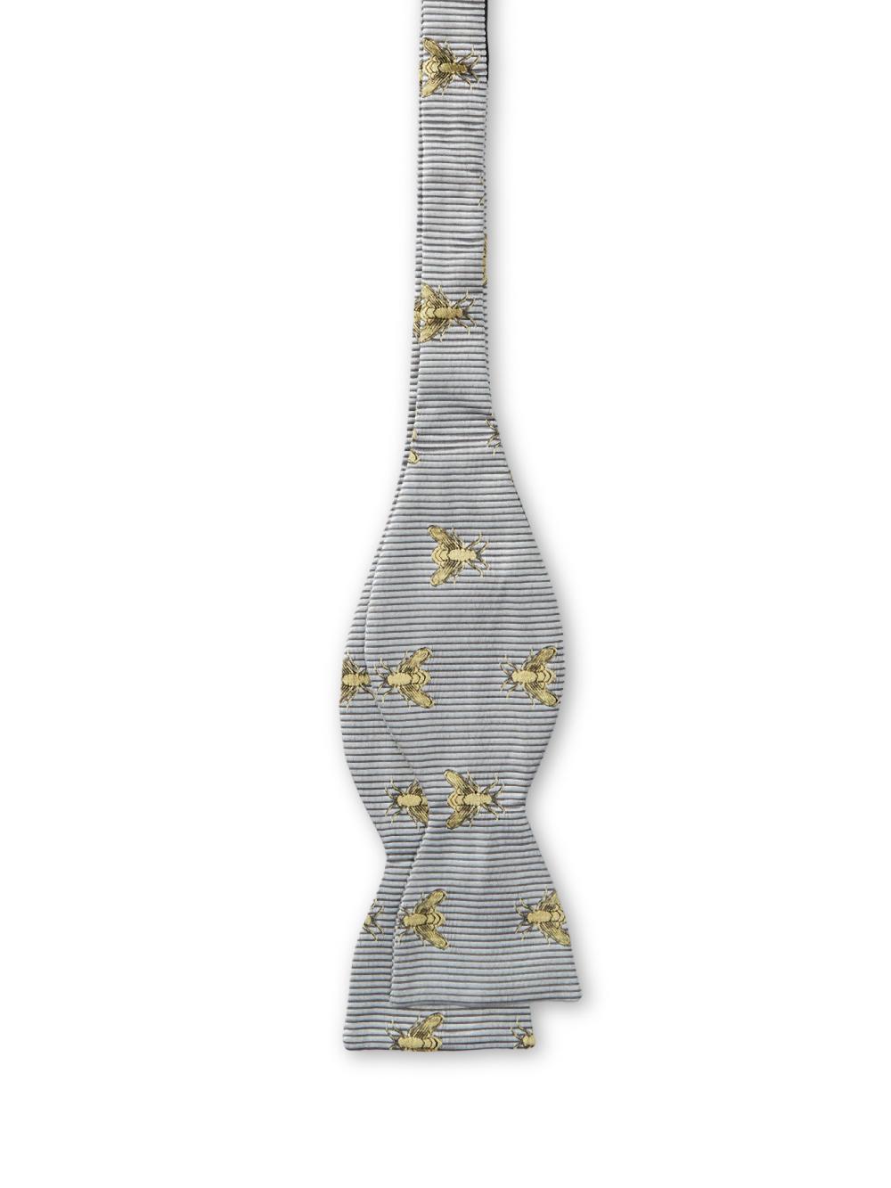 Favourbrook Silver Gold Bees Silk Bow Tie