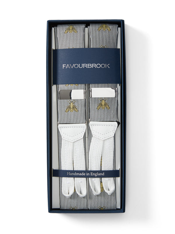 favourbrook Silver Gold Bees Silk Braces