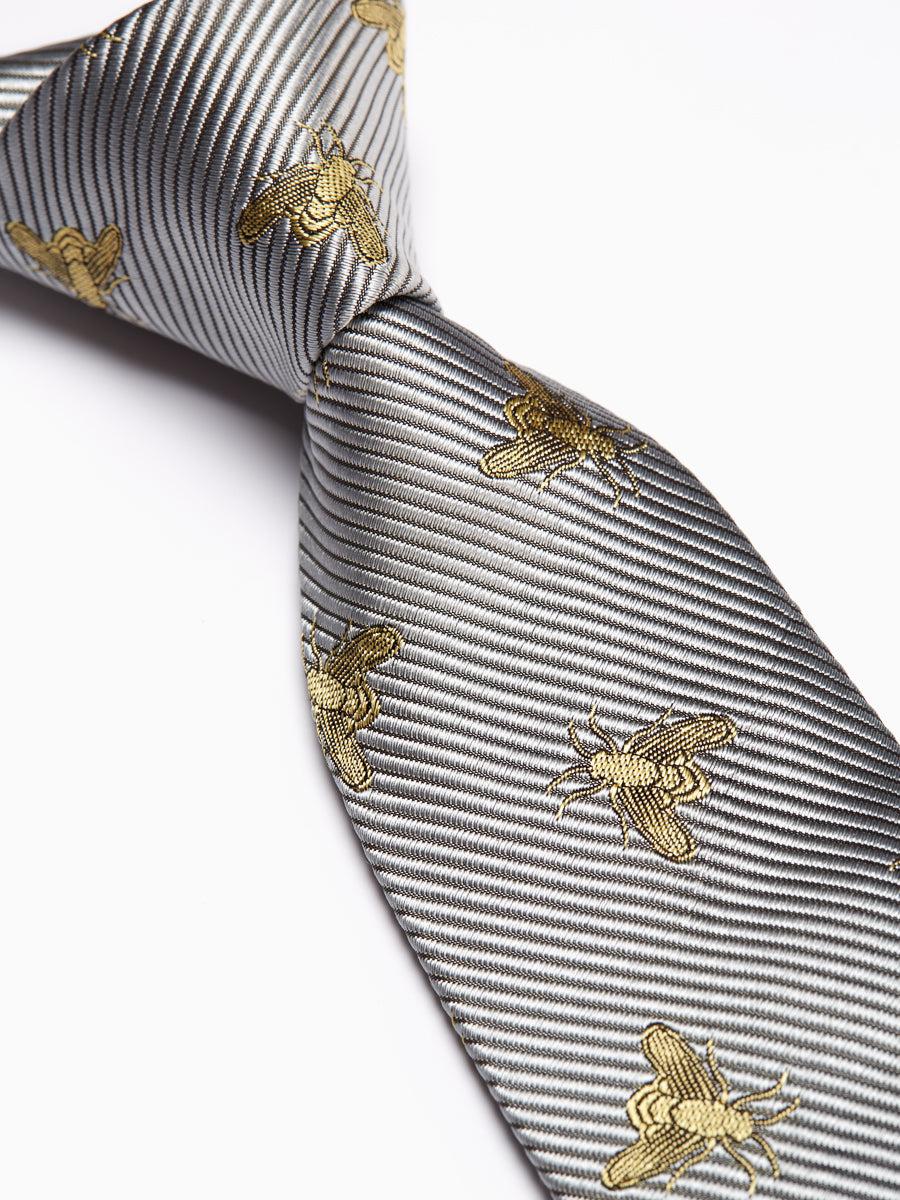 Favourbrook Silver Gold Bees Silk Tie