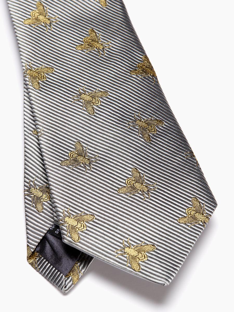 Favourbrook Silver Gold Bees Silk Tie