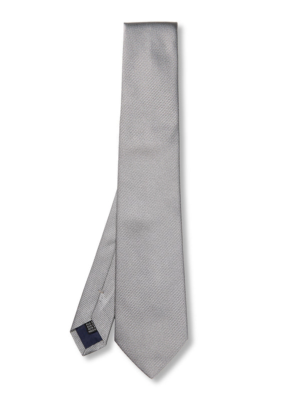 favourbrook Silver Woven Silk Tie