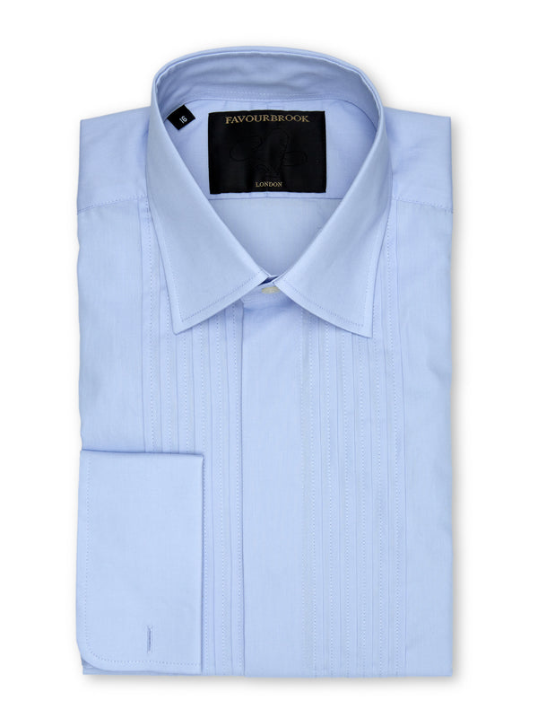 favourbrook Sky Blue Poplin Pintuck Dress Shirt