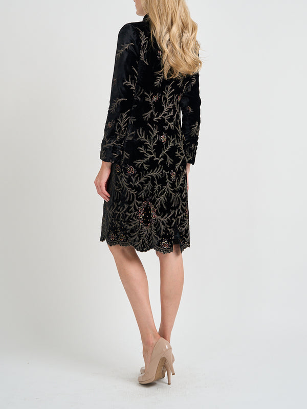 Favourbrook Soho Coat Black Rushden Silk Velvet