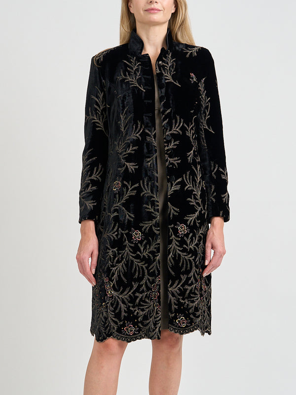 Favourbrook Soho Coat Black Rushden Silk Velvet