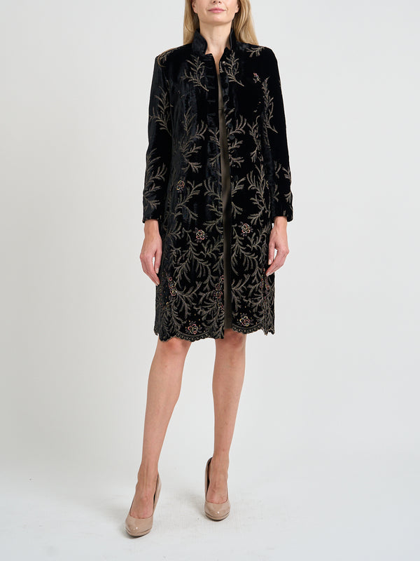 favourbrook Soho Coat Black Rushden Silk Velvet