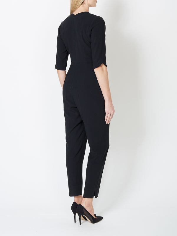 Favourbrook Tailored Jumpsuit Black Plain Crepe