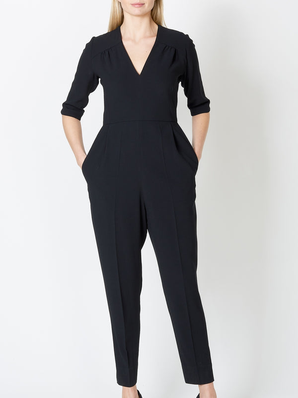 Favourbrook Tailored Jumpsuit Black Plain Crepe
