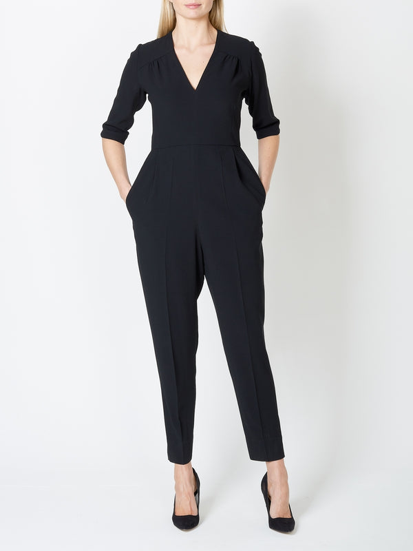 favourbrook Tailored Jumpsuit Black Plain Crepe
