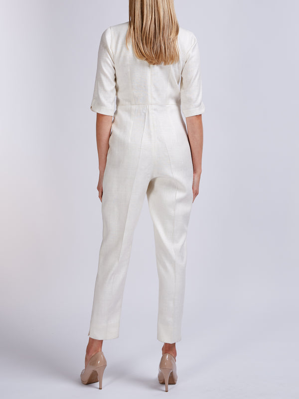 Favourbrook Tailored Jumpsuit Ivory Silk Tasar