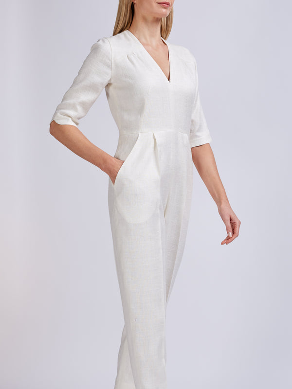 Favourbrook Tailored Jumpsuit Ivory Silk Tasar