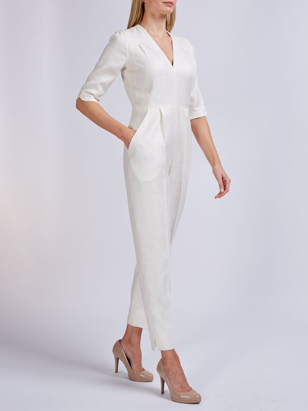 favourbrook Tailored Jumpsuit Ivory Silk Tasar